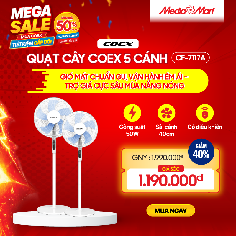 Quạt cây COEX 5 cánh Có điều khiển từ xa – CF-7117A
