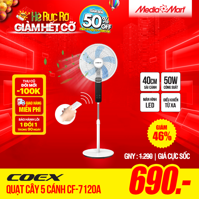 Quạt cây COEX 5 cánh Có điều khiển từ xa – CF-7120A