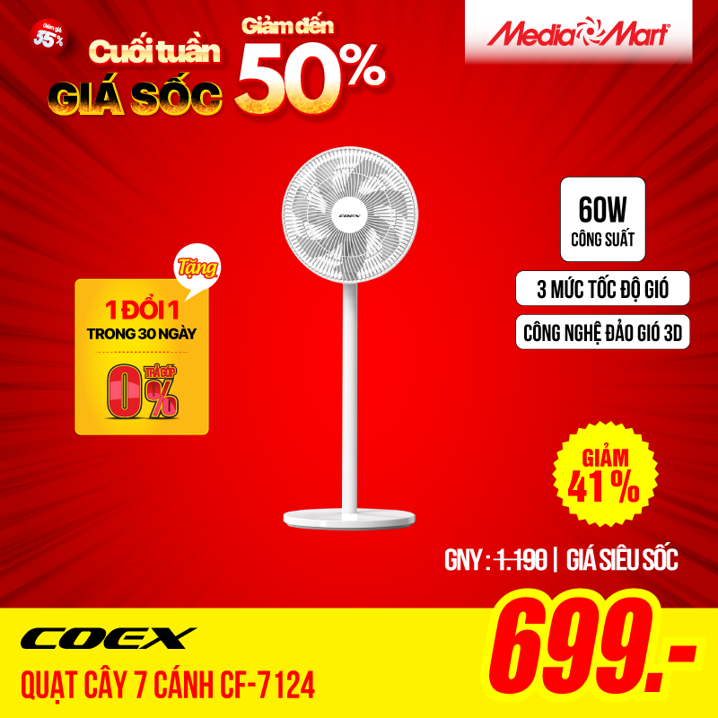 Quạt cây COEX 7 cánh Trắng – CF-7124