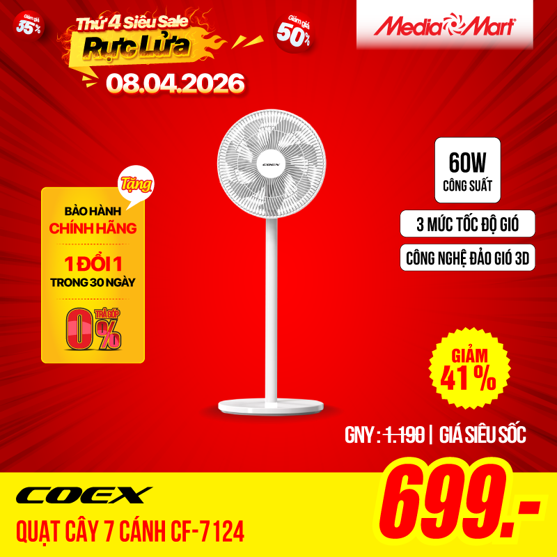 Quạt cây COEX 7 cánh Trắng – CF-7124