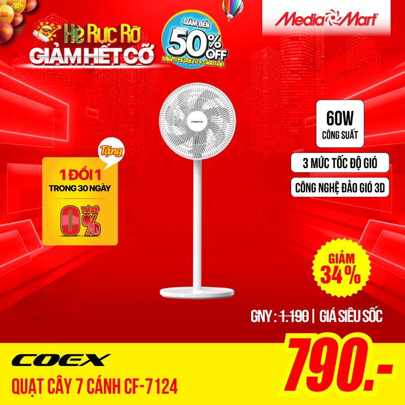 Quạt cây COEX 7 cánh Trắng – CF-7124