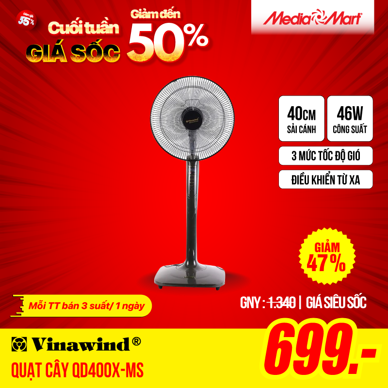 Quạt cây Điện cơ QD400X-MS - Có điều khiển
