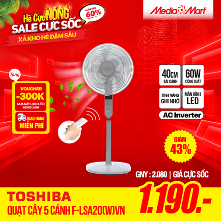 Quạt cây Toshiba F-LSA20(W)VN - Có điều khiển