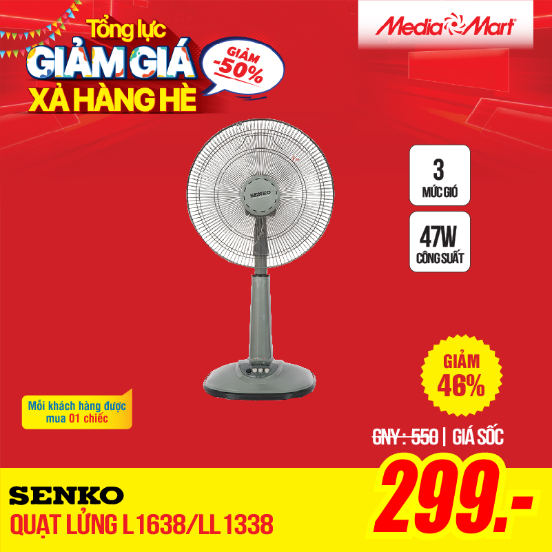 Quạt lửng Senko L1638/LL1338 giảm giá xả hàng hè