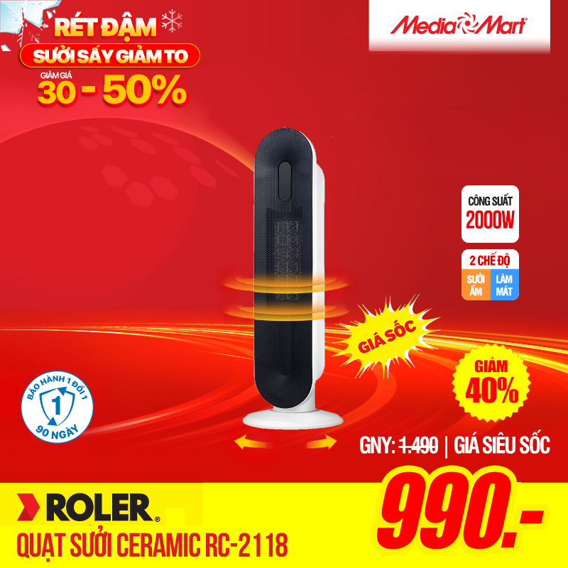 Quạt sưởi Ceramic Roler RC-2118
