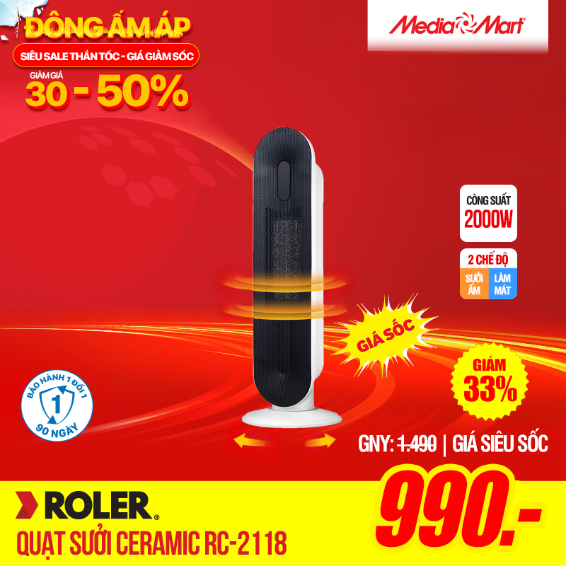 Quạt sưởi Ceramic Roler RC-2118