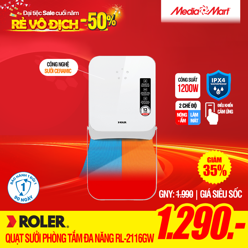 Quạt sưởi phòng tắm đa năng Roler RL - 2116GW
