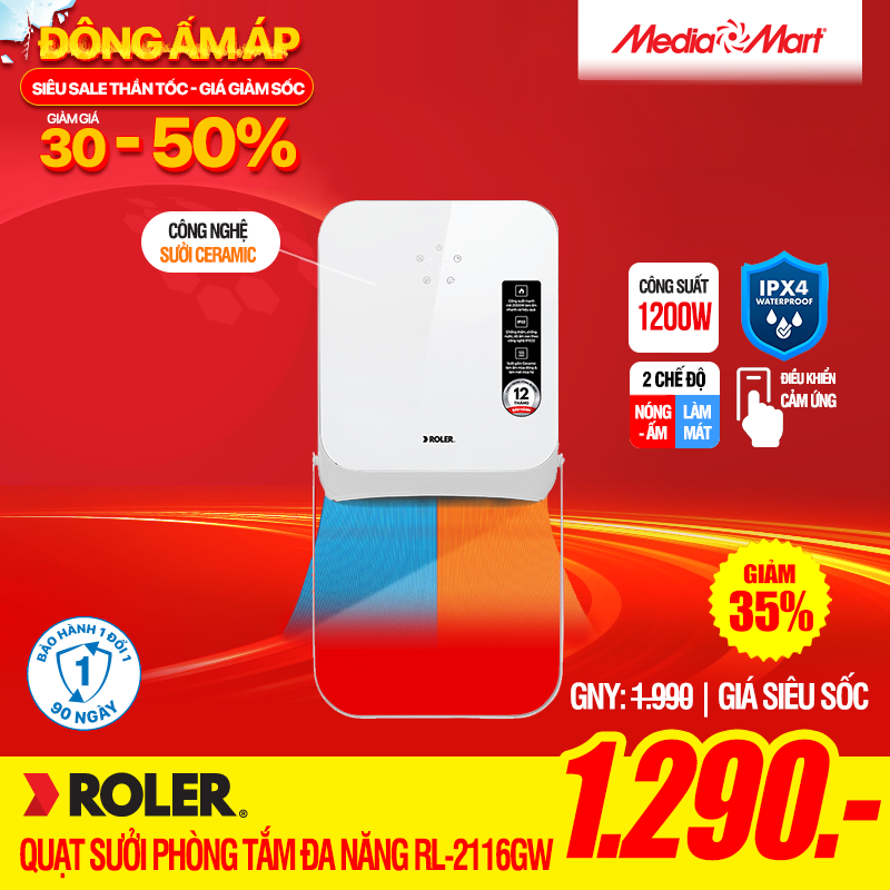 Quạt sưởi phòng tắm đa năng Roler RL - 2116GW