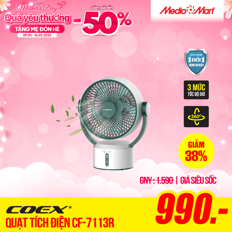 Quạt tích điện Coex CF-7113R