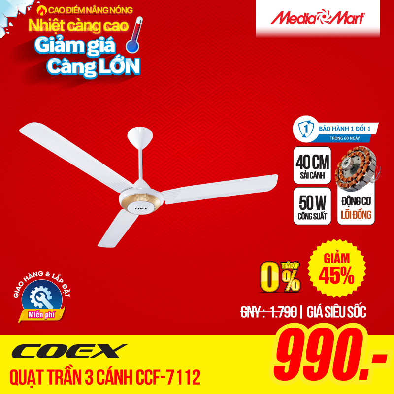 Quạt trần 3 cánh Coex CCF - 7112