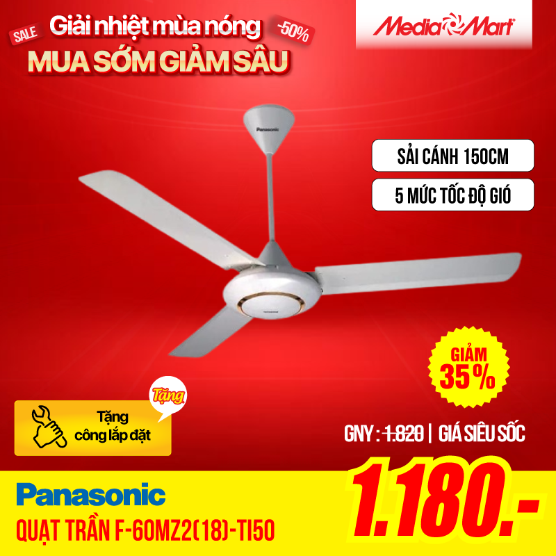 Quạt trần 3 cánh Panasonic F-60MZ2(18)-ti50-Malaysia
