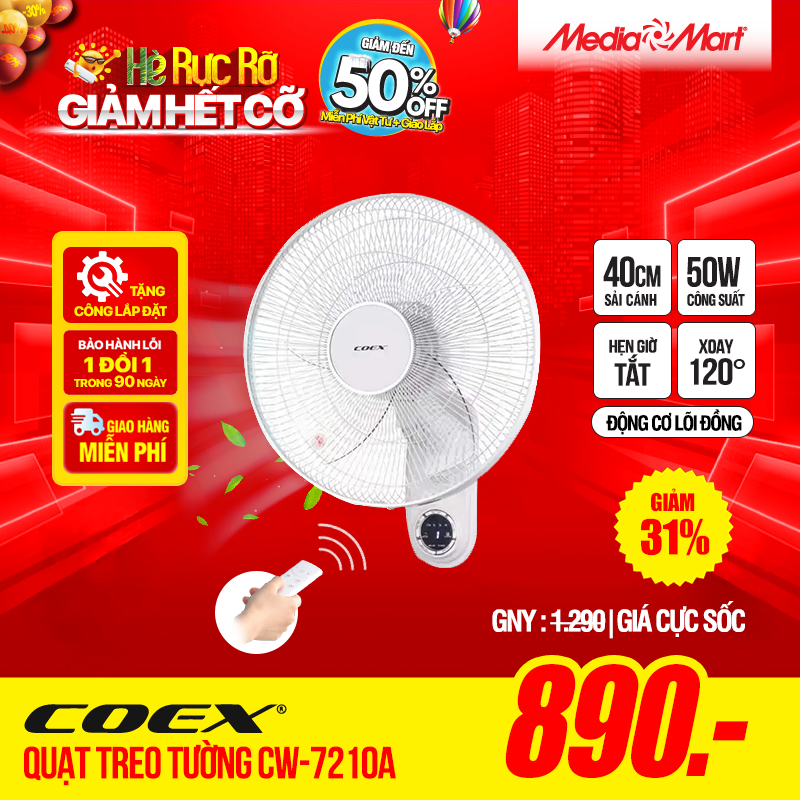 Quạt treo tường COEX Có điều khiển từ xa – CW-7210A