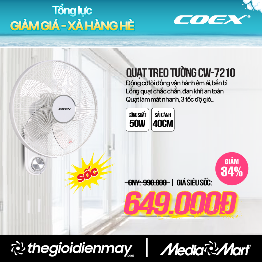 Quạt treo tường Coex CW-7210
