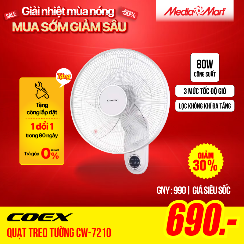 Quạt treo tường Coex CW-7210