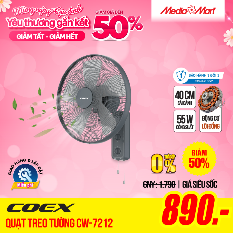 Quạt treo tường Coex CW-7212