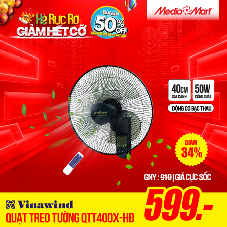 Quạt treo tường Điện cơ QTT400X-HĐ