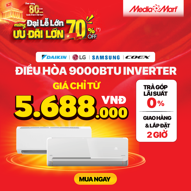 Sale 2/9 điều hòa 9000btu inverter