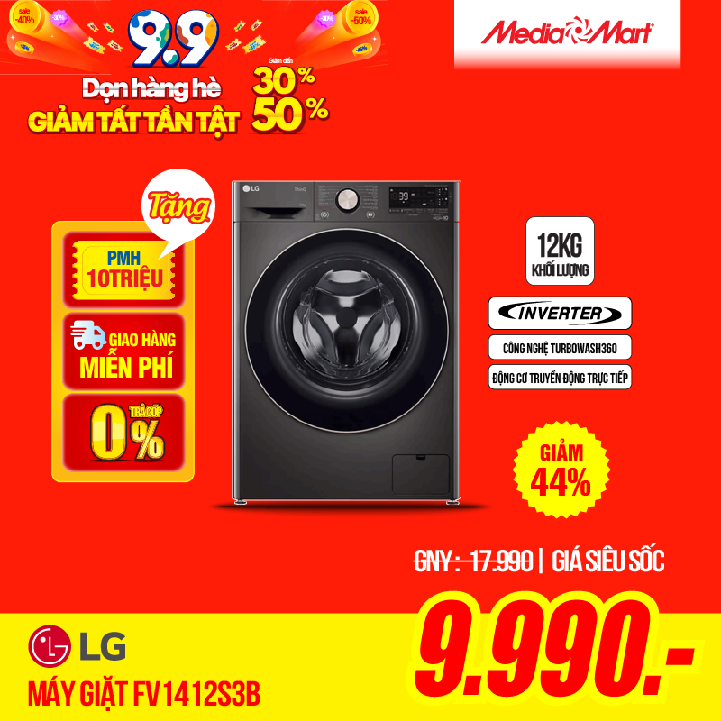 Sale 2/9 máy giặt FV1412S3B