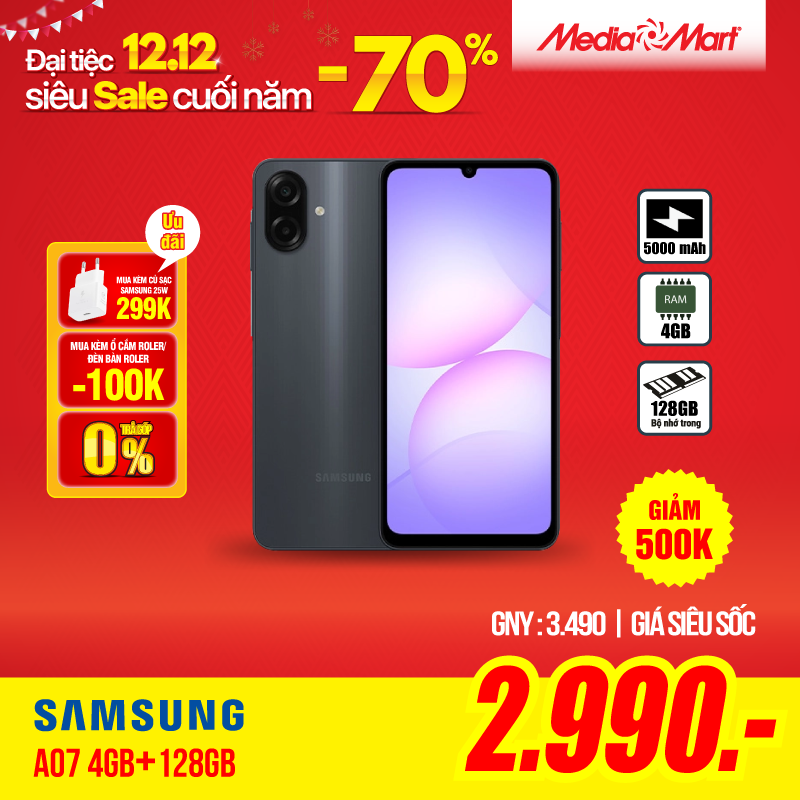 Samsung Galaxy A07 4G A075F (4+128G) Tím DM