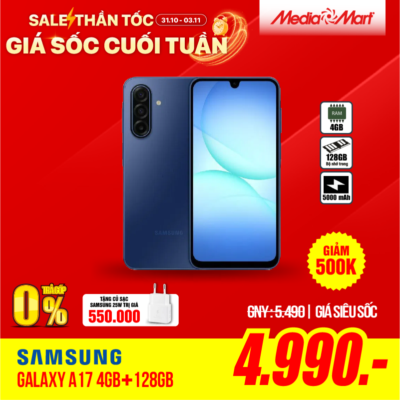 Samsung Galaxy A17 4G A175F (8+128G) Xanh DM