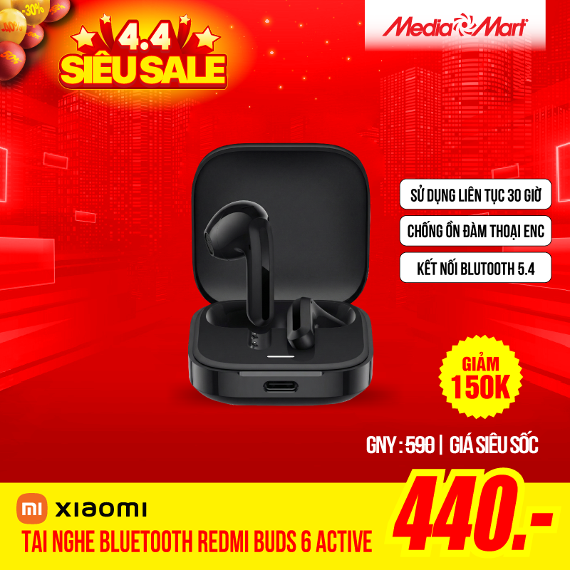 Tai nghe bluetooth Redmi Buds 6 Active - Black