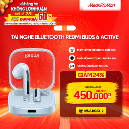 Tai nghe bluetooth Redmi Buds 6 Active - Transparent blue