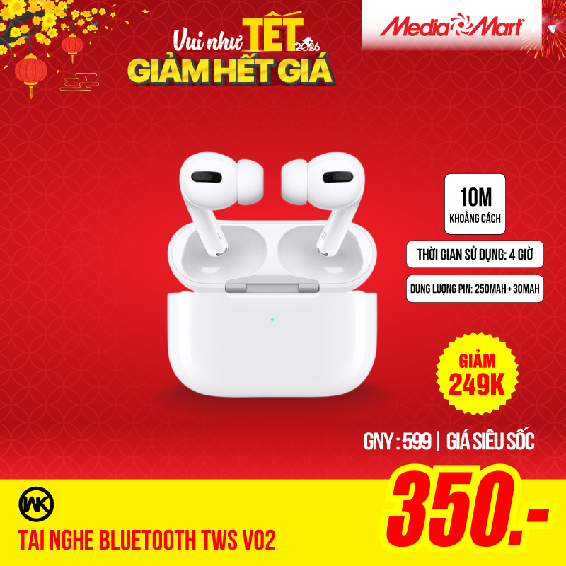 Tai nghe bluetooth WK TWS V02 (2 tai nghe)
