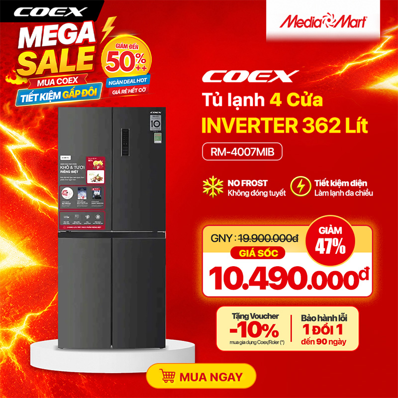 Tủ lạnh 4 cửa Inverter 362L COEX RM-4007MIB