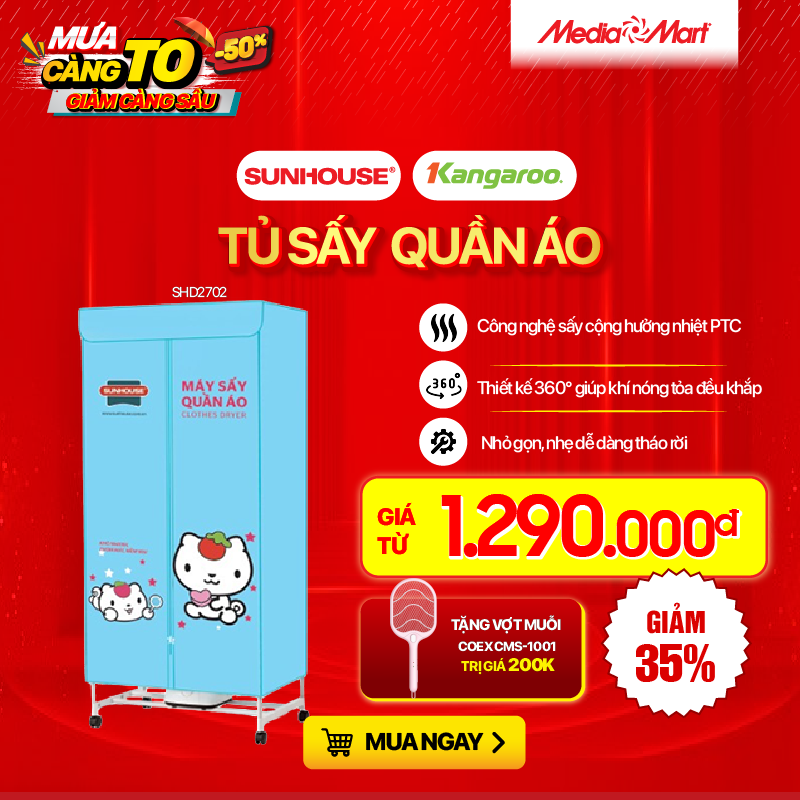 Tủ sấy quần áo Sunhouse SHD2702-hộp