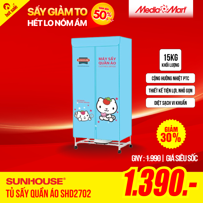 Tủ sấy quần áo Sunhouse SHD2702