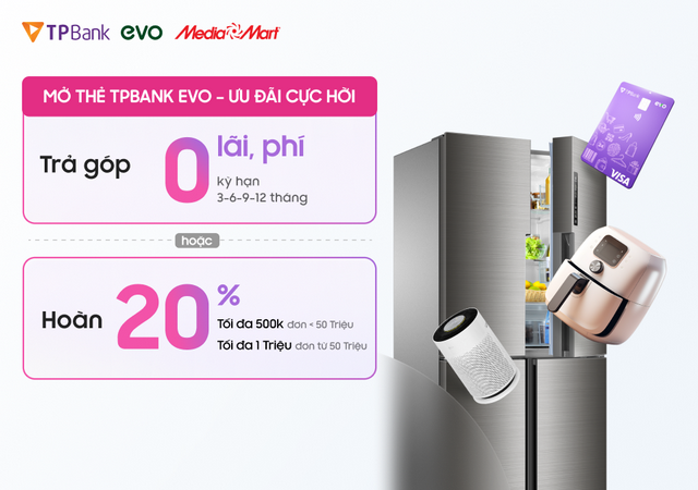 Ưu đãi lớn cho khách hàng mở thẻ TP Bank Evo tại MediaMart