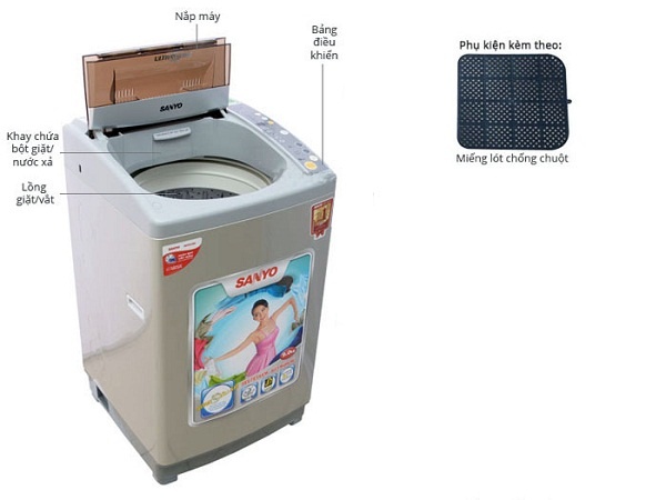 Cách kết nối và cài đặt máy giặt Sanyo ASW với nguồn điện và nước?
