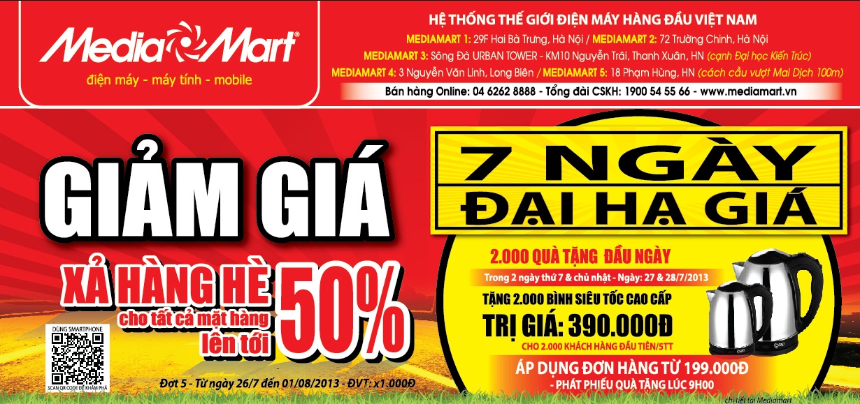 7 ngày đại hạ giá – Nhận 2000 quà tặng đầu ngày giá trị từ Media Mart