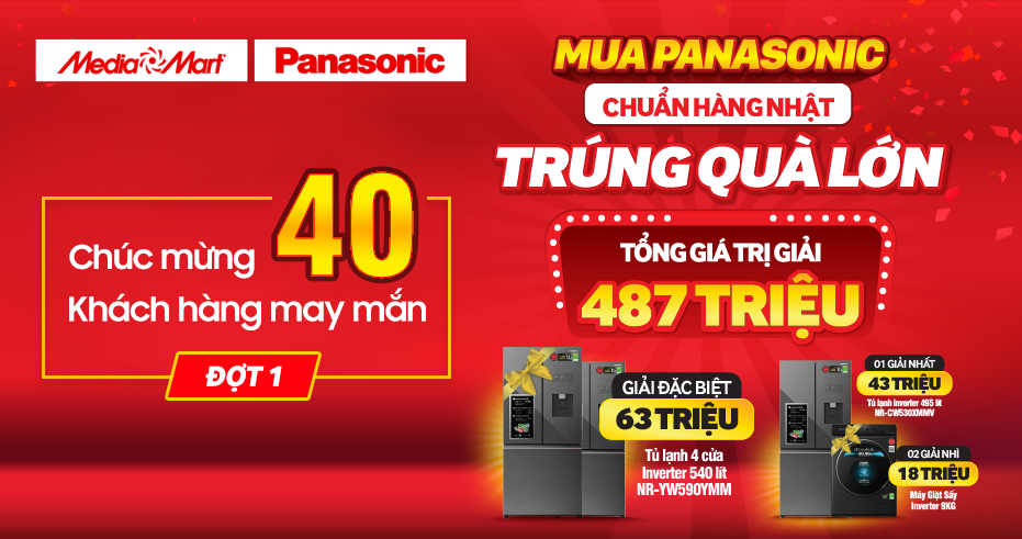 Chúc mừng 40 khách hàng may mắn Trúng thưởng trong CTKM Mua Panasonic, chuẩn hàng Nhật, trúng quà lớn (Đợt 1)