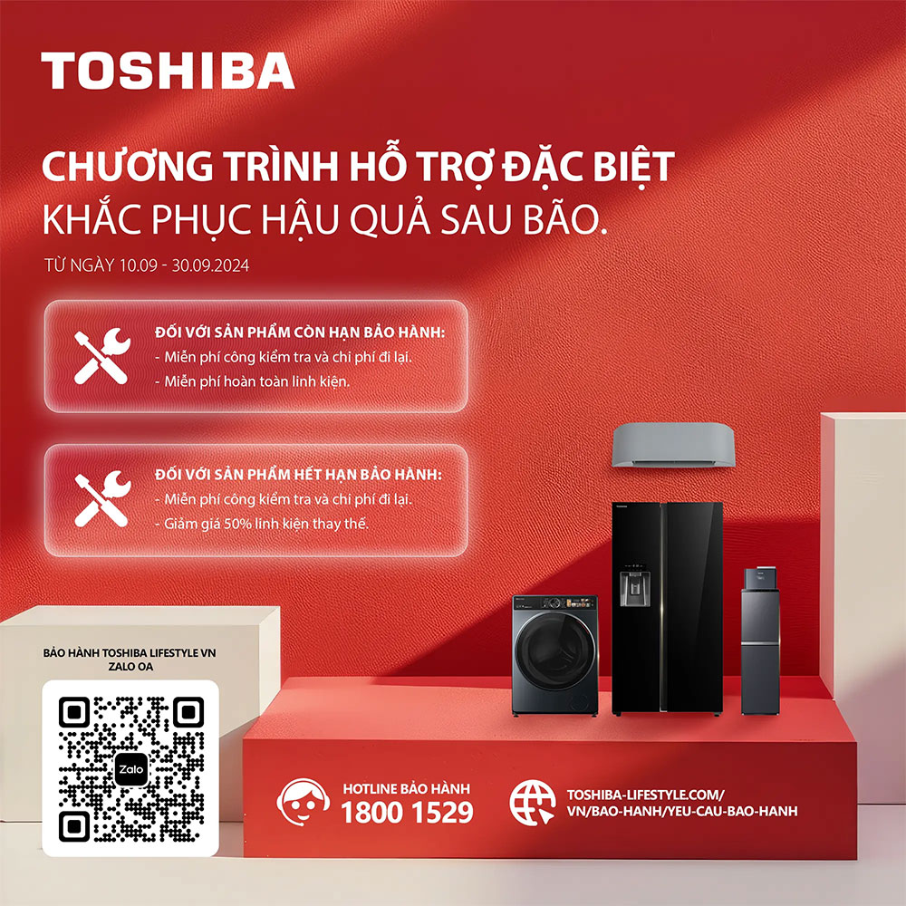 Chương trình hỗ trợ đặc biệt khắc phục hậu quả bão Yagi từ công ty Toshiba Việt Nam 2024