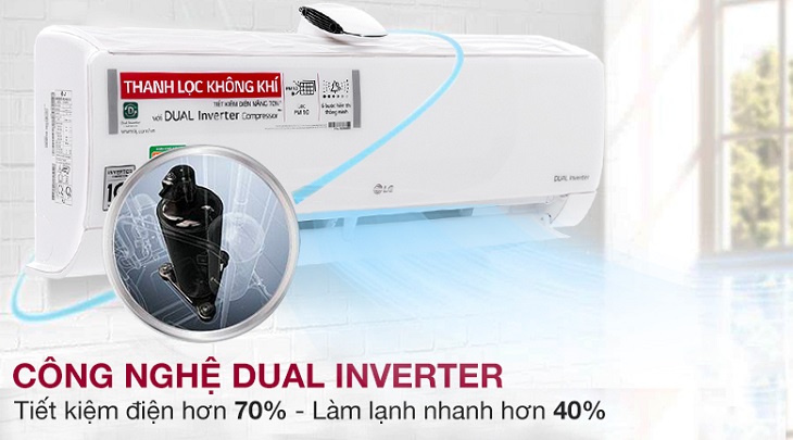 Công nghệ DUAL Inverter trên điều hòa LG Inverter V13ENH1 | shopdieuhoa.com