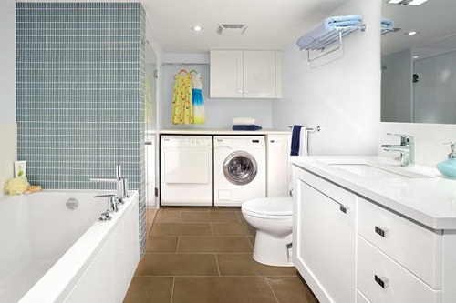 Thiết kế nhà vệ sinh có bồn tắm và máy giặt là một trong những xu hướng mới của năm