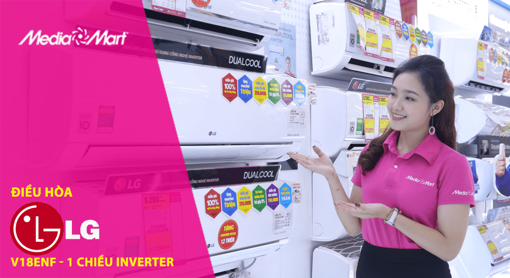 Điều hòa 1 chiều Inverter LG V18ENF 18.000BTU Dual Cool – Siêu tiết kiệm điện