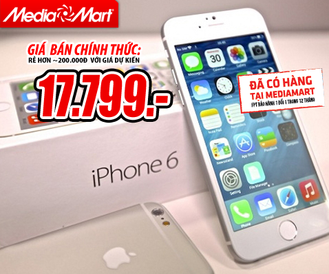 MediaMart bán iPhone 6 chính hãng giá trả góp từ 1 triệu đồng