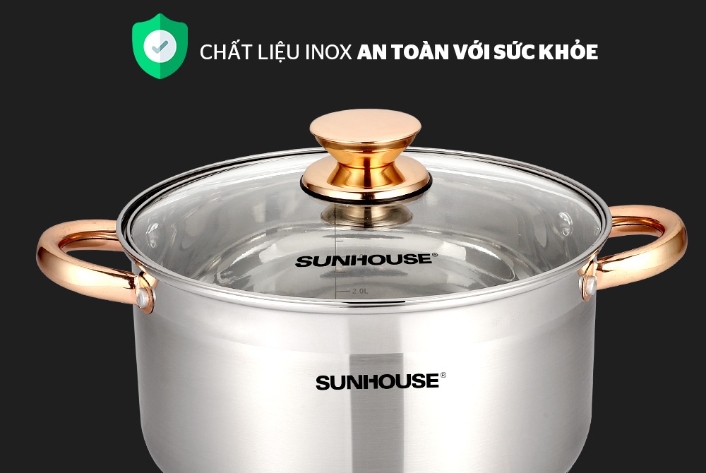 Giới thiệu Bộ nồi inox 5 đáy Sunhouse SH781