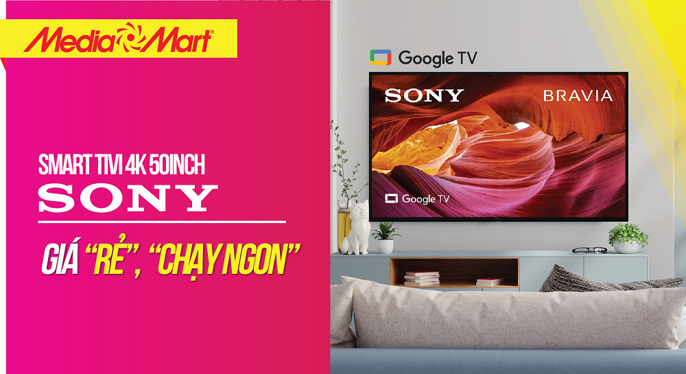 Google TV giá rẻ, chạy ngon, không thể bỏ qua Smart Tivi 4K 50 inch Sony KD-50X75K