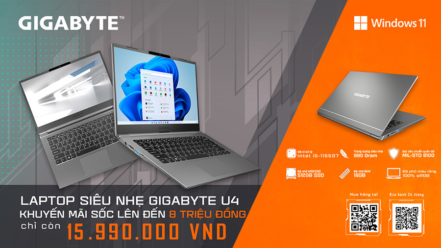Hot: Laptop Core i5-1155G7 Ram 16G SSD 512gb Siêu nhẹ 990 Gram giá chỉ hơn 15 Triệu