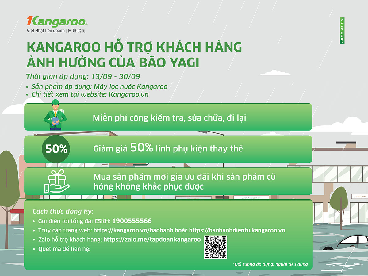 Kangaroo hỗ trợ khách hàng bị ảnh hưởng của bão YAGI