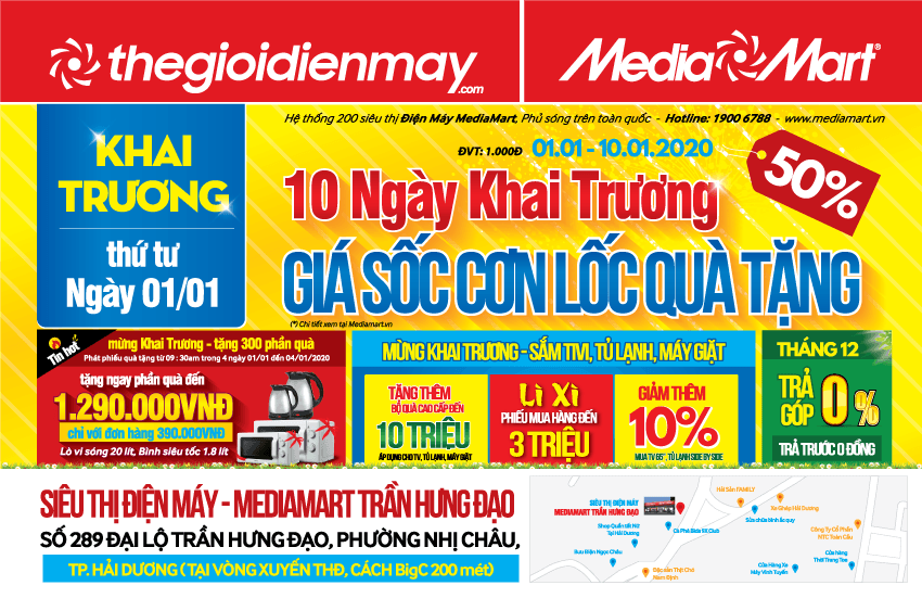 SIÊU THỊ ĐIỆN MÁY MEDIAMART TẠI NGÃ TƯ PHỤ SƠN KINH MÔN HẢI DƯƠNG