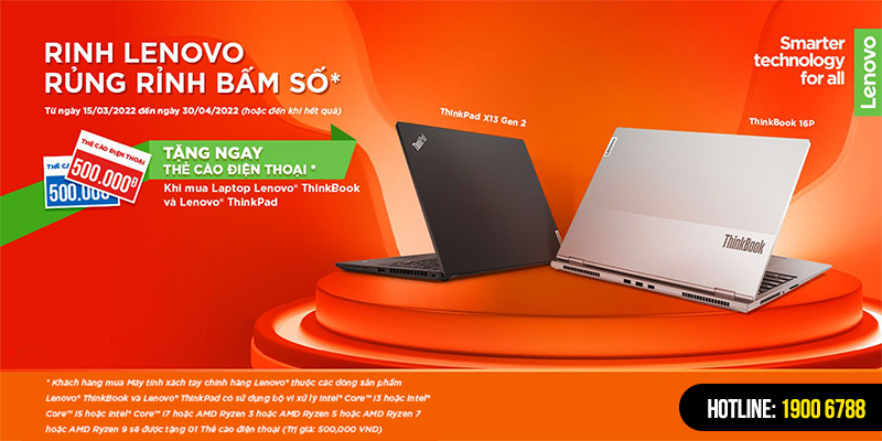 Loạt laptop Lenovo giảm giá sâu đến 6,2 triệu đồng, đi kèm nhiều quà tặng, ưu đãi hấp dẫn dành cho bạn.