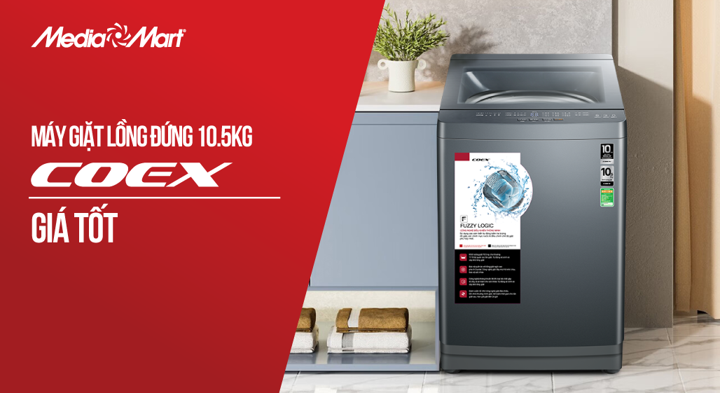 Máy giặt lồng đứng 10.5kg Coex: Siêu To - Siêu Rẻ