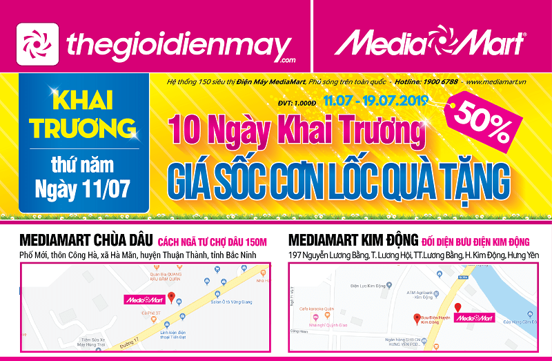 MediaMart đồng thời khai trương 2 siêu thị mới tại Bắc Ninh, Hưng Yên