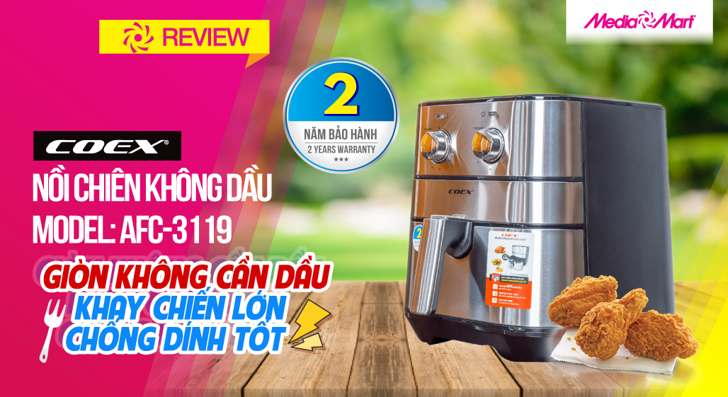 Nồi chiên không dầu 5L Coex AFC-3119 - Chiên giòn tan, ăn là vui!