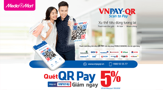 Quét QR Pay: Nhập mã VNPAY4U - Giảm đến 100.000đ