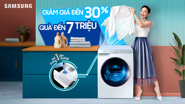 Sale Hè Rực Rỡ, Máy giặt Samsung Giảm giá đến 30% + Tặng Quà đến 7 Triệu